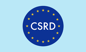 Graphic displaying the acronym CSRD with text indicating EU sustainability reporting rules focused on ESG transparency and corporate accountability.